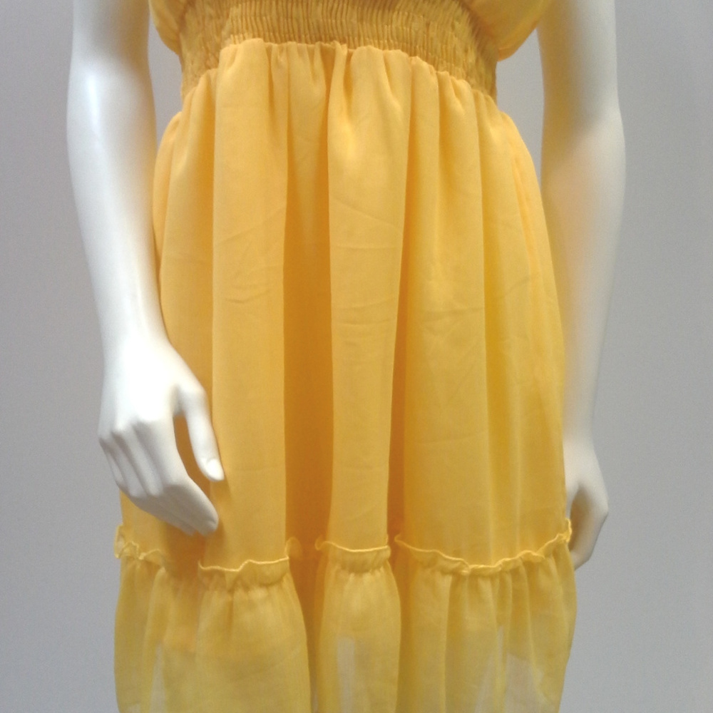 Yellow Chiffon Ruffle Summer Dress - Picture 7 of 8